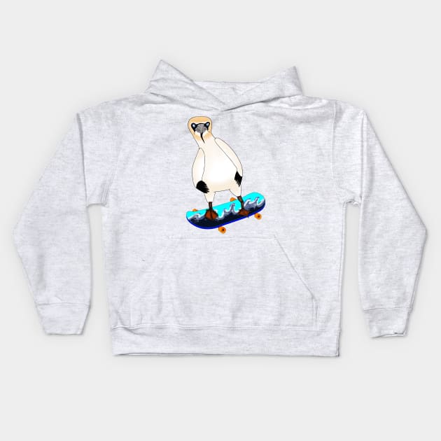 Skateboarding gannet Kids Hoodie by SnailAndCo